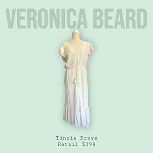 Veronica Beard | EUC TINZIA LUREX-STRIPED DRESS White Size Large L